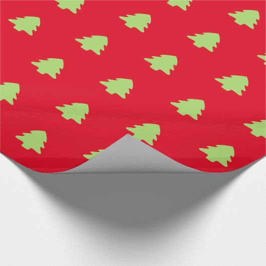 Minimale Kerstboom Rood & Licht Groen Patroon Cadeaupapier (Hoek)