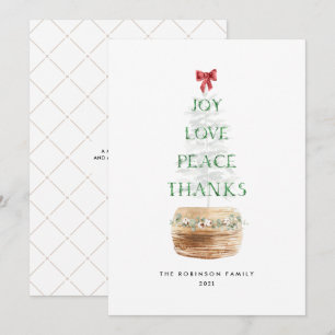 Minimale kerstboom Typografie Green Red Feestdagenkaart