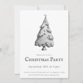 Minimale kerstboomfeest (zwart-wit) kaart (Voorkant)