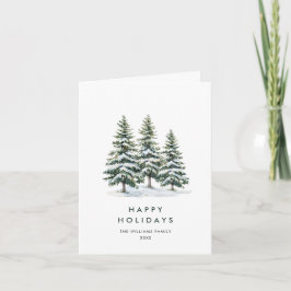 Minimale kerstgroet met elegante pinebomen feestdagen kaart