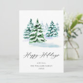 Minimale kerstgroet met elegante pinebomen feestdagenkaart (Staand voorkant)