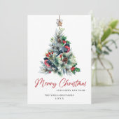 Minimale kerstgroet met elegante pinebomen feestdagenkaart (Staand voorkant)