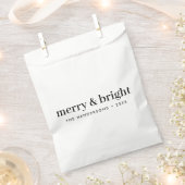 Minimale Kerstmis | Merry en Bright Simple White Bedankzakje (Geknipt)