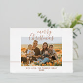 Minimale Kerstmis Script Familie Foto Folie Feestdagenkaart (Staand Voorkant)
