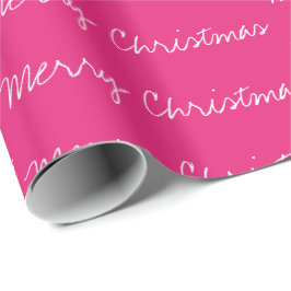 Minimale kersttypografie magenta wit cadeaupapier