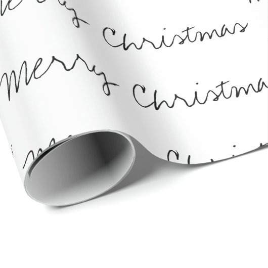 Minimale kersttypografie zwart wit cadeaupapier (Rol Hoek)
