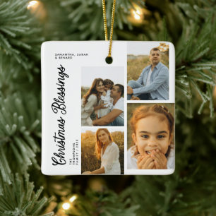 Minimale kerstzegeningen Script Familie 4 foto's Keramisch Ornament