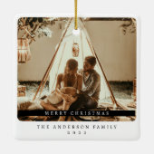 Minimale kerstzwarte en witte eenvoudige foto keramisch ornament (Achterkant)