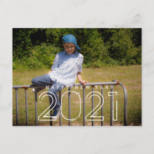 Minimale kinderfoto nieuwjaar 2021 briefkaart
