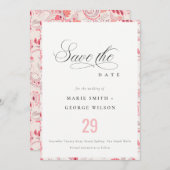 Minimale Klasse Moderne Blush Paisley Typografie Save The Date (Voorkant / Achterkant)