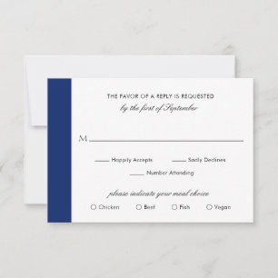 Minimale klassieke formele marine blauw elegante b RSVP kaartje