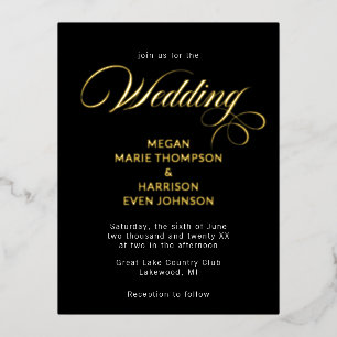 Minimale klassieke huwelijksuitnodiging folie uitnodiging briefkaart