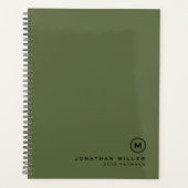 Minimale klassieke monogram Naam Olive Planner (Voorkant)