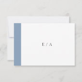 Minimale klassieke officiële smaakblauwe bruiloft RSVP kaartje (Achterkant)