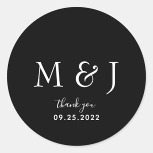 Minimale klassieke zwarte monogram Klassieke Ronde Ronde Sticker