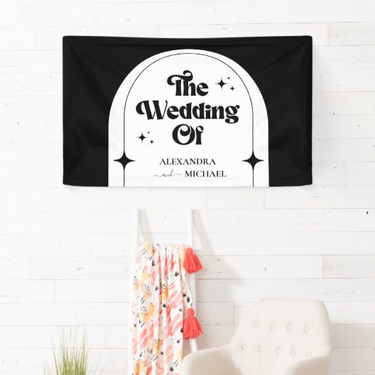 Minimale kleefband voor Retro Arch Black en White Spandoek (Insitu)