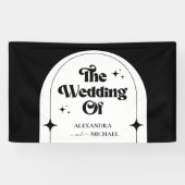 Minimale kleefband voor Retro Arch Black en White Spandoek (Horizontaal)