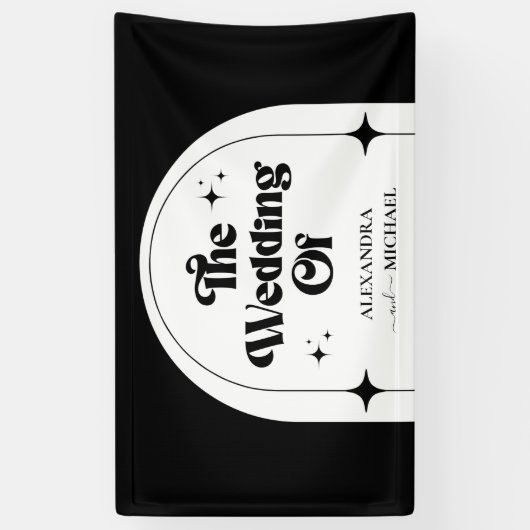 Minimale kleefband voor Retro Arch Black en White Spandoek (Verticaal)