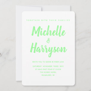 Minimale kleur   Neon Green   Uitnodiging tot wedd