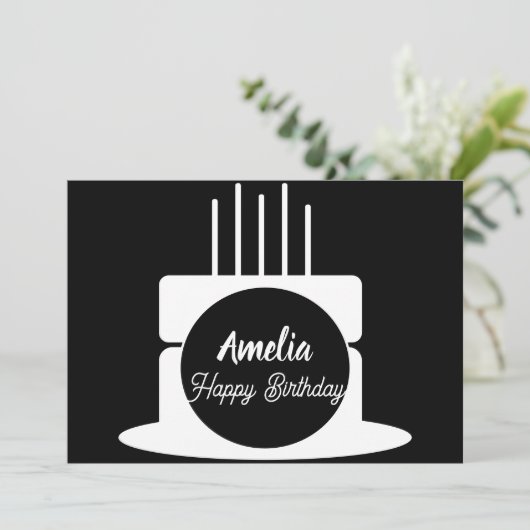 Minimale kleuring van de Birthday Cake Party Feestdagenkaart (Staand voorkant)