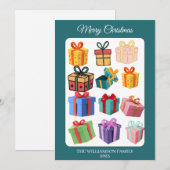 Minimale Kleurrijke Cadeaus Kerstkaart (Voorkant / Achterkant)