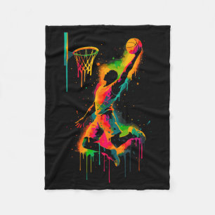 Minimale Kleurrijke Graffiti Basketbalspeler Slam Fleece Deken