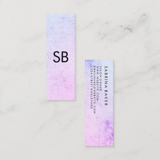 Minimale kleurrijke grunge met monogram mini visitekaartje (Voorkant / Achterkant)