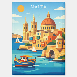 Minimale & Kleurrijke Malta Vintage Kunstprint Magneet