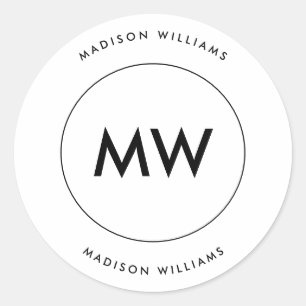 Minimale koepelmonogram ronde sticker