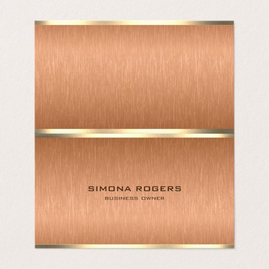 Minimale koperbruine en goudmetaaltextuur visitekaartjes (Buitenkant ongevouwen)