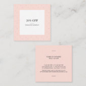 Minimale korting op modern + roze pasta vierkante visitekaartje (Voorkant / Achterkant)