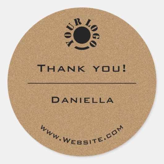 Minimale  Kraft Eenvoudig Dank u Logo Ronde Sticker (Voorkant)