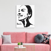 Minimale kunst van een lachende vrouw canvas afdruk (Insitu (Woonkamer))