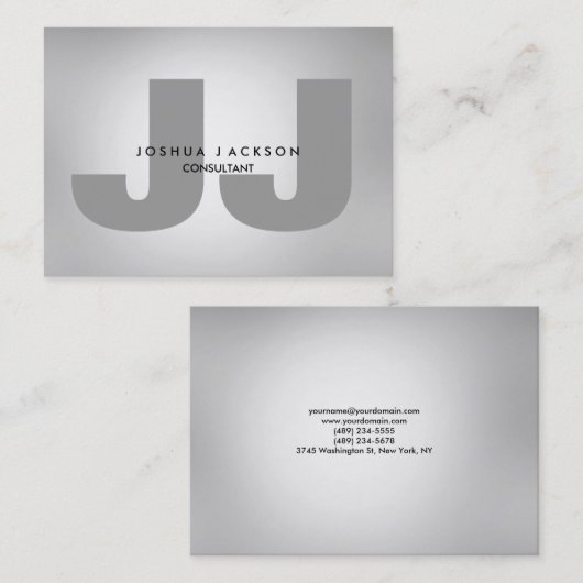 Minimale kwaliteit Grijze monogram Trendy Modern Visitekaartje (Voorkant / Achterkant)