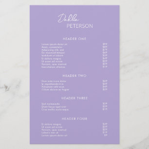 Minimale Lavendel Moderne Zakelijke Prijslijst Flyer