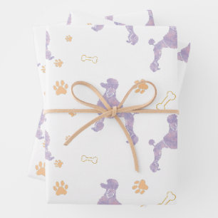 Minimale lavendel Poodle Silhouet Cadeaupapier