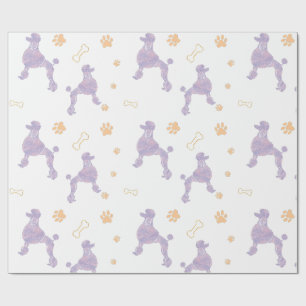 Minimale lavendelpoedel-silhouet cadeauverpakking cadeaupapier