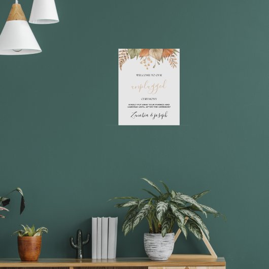 Minimale Leaf Boho Bloemen Bruiloft unplugged teke Poster (Woonkamer 1)
