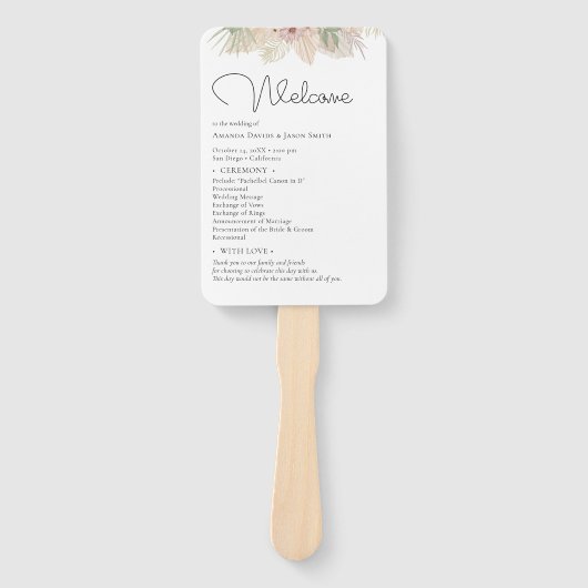 Minimale Leaf Boho Floral Bruiloft Handwaaier (Voorkant)