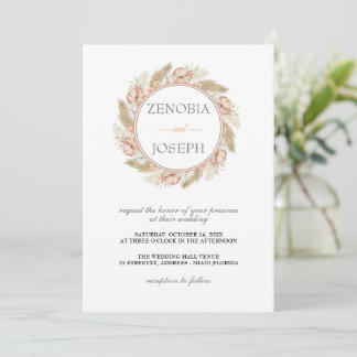 Minimale Leaf Boho Floral Bruiloft Kaart