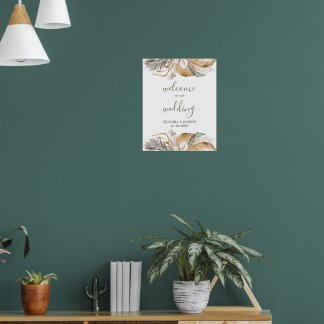 Minimale Leaf Boho Floral Bruiloft Poster