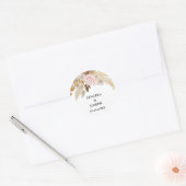 Minimale Leaf Boho Floral Bruiloft Ronde Sticker (Envelop)