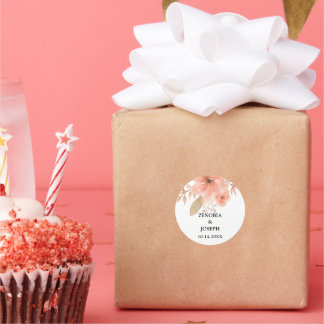 Minimale Leaf Boho Floral Bruiloft Ronde Sticker