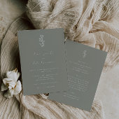 Minimale Leaf Sage Groene Voor & Achterbruiloft Kaart