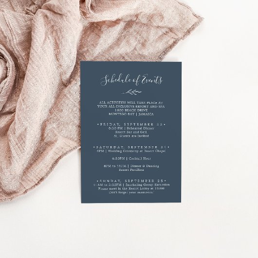 Minimale Leaf Slate Blue Weekend Planning of Event Informatiekaartje