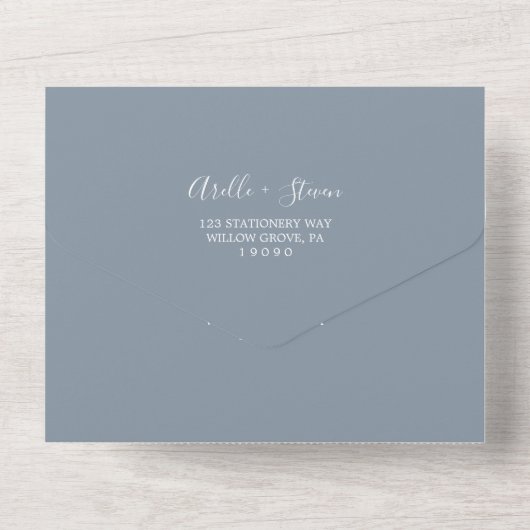 Minimale lebben | Blauw en wit All In One Uitnodiging (Achterkant)