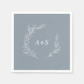 Minimale lebben | Blauw en wit monogram huwelijk Servet (Voorkant)