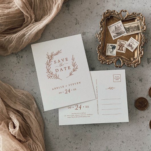 Minimale lebben | Boho Cream Save the Date Uitnodiging Briefkaart