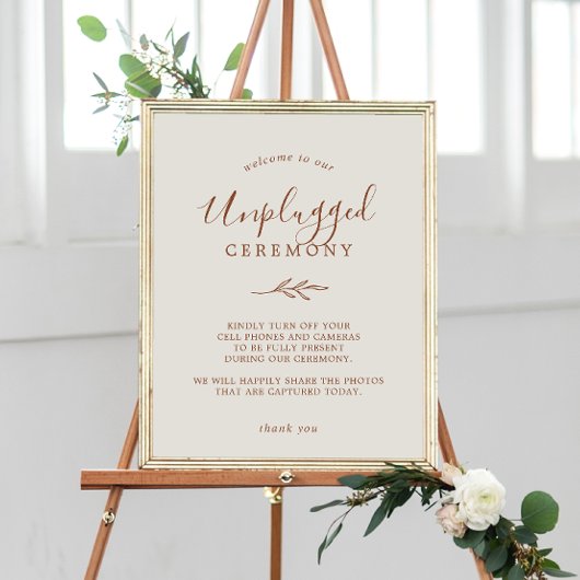 Minimale lebben | Boho Cream Unplugged Ceremony Si Poster