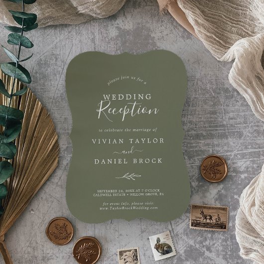 Minimale lebben | Donkere groene bruiloft Kaart